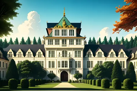 A logo，German castles，manor，magnifica，shock，Unique architectural feel，Famous designer Ieoh MingPei style