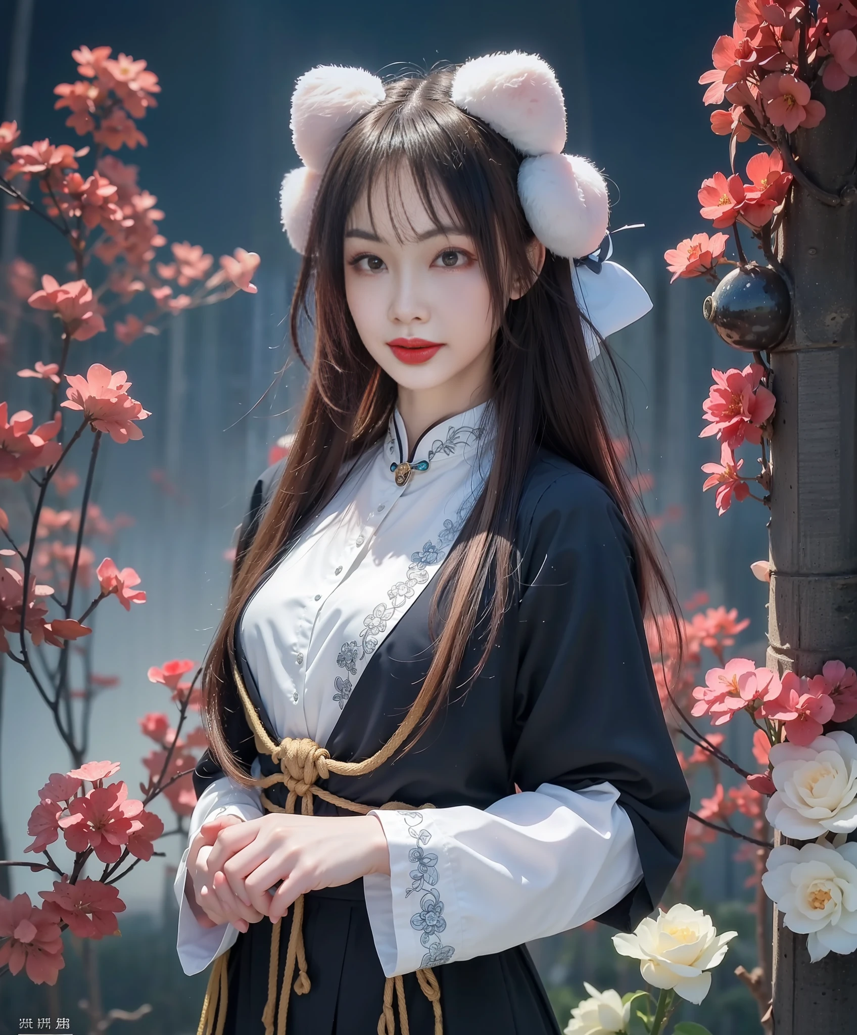 (8k, RAW photo:1.2), best quality, ultra high res,dramatic angle,(fluttered detailed color splashs), (illustration),(((1 girl))),(long hair),(rain:0.9), (头饰:1.4),少女身边有一座古宫,汉服,(重点),彩色水墨画,(泼彩),泼彩,(((colorful))),(素描:0.8) , Masterpiece, best quality, beautiful painted, highly detailed,(denoising:0.6),[splash ink],((ink refraction)), (beautiful detailed sky),moon,highly,detaild,(masterpiece, best quality, extremely detailed） CG unity 8k壁纸，杰作，最好的质量，超详细），（石蒜），