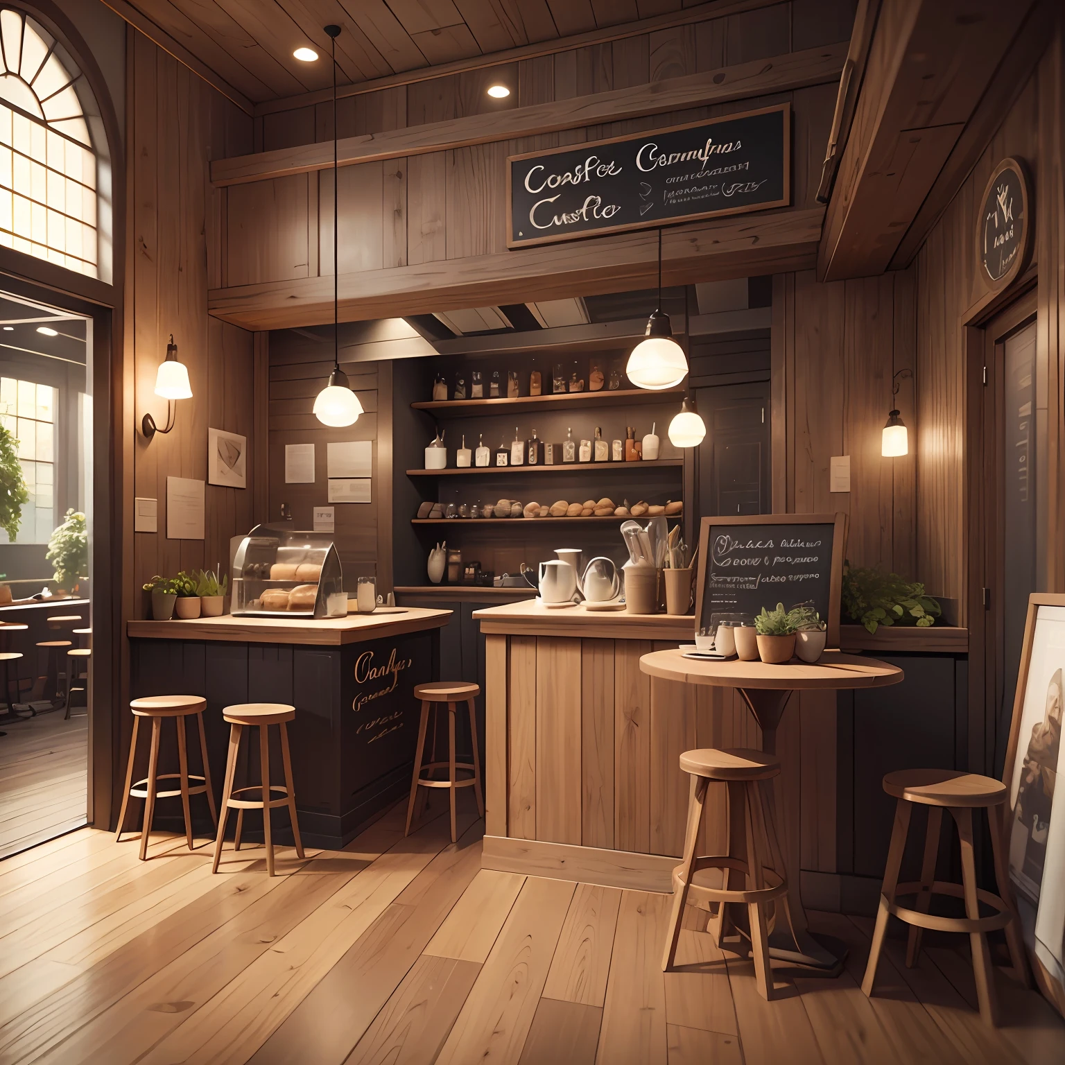 German-themed café, Realistic, good-looking