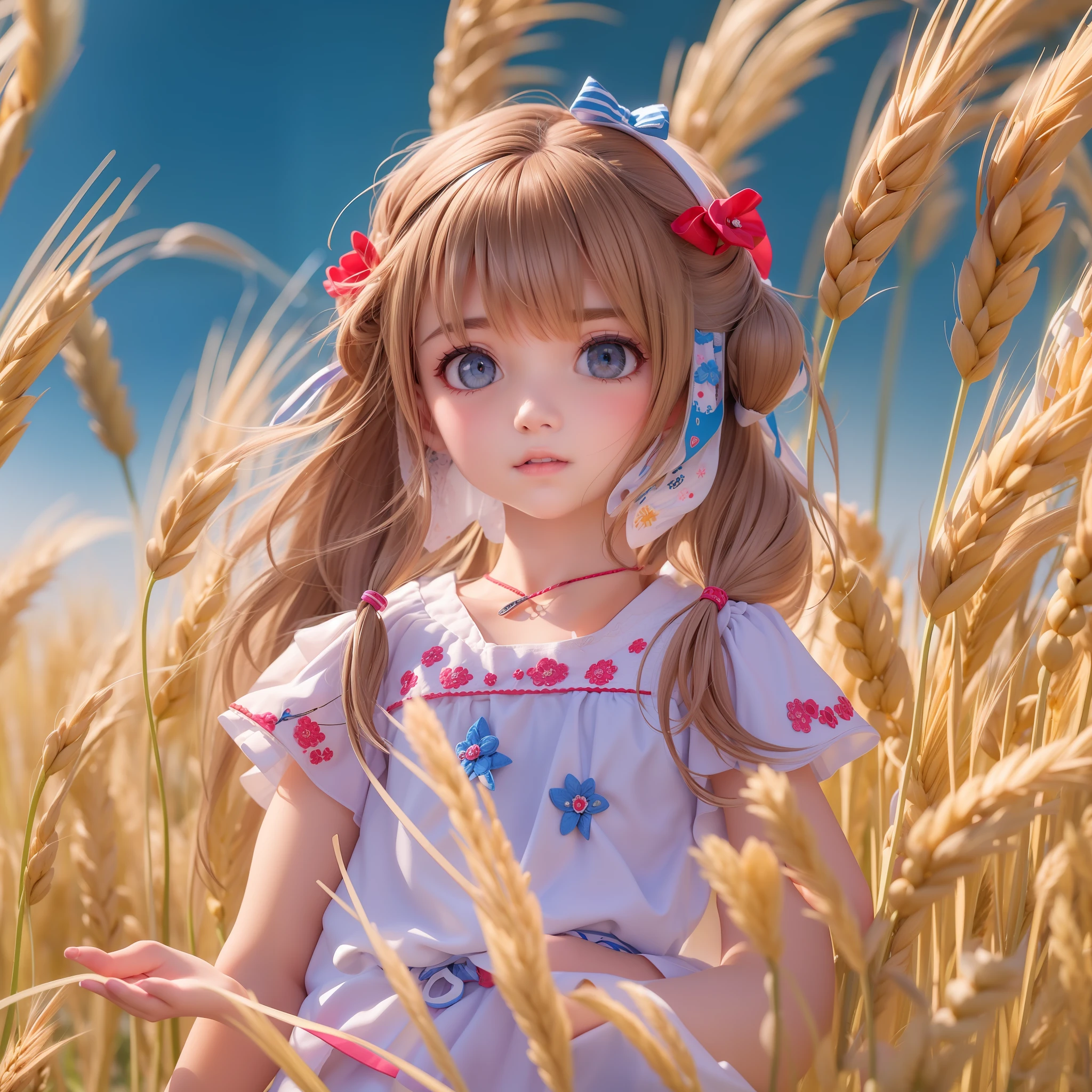 ((9year old girl:1.5)), complete anatomy, children's body, child, super cute, girl, little girl, random poses,random angles,

Ukrainian girl, wheat field, golden wheat field, embroidery,((( blue embroidery:1.2))),red embroidery,
Ukrainian, Russian, Belarusian, Sorochka, Ukrainian folk costumes,(red, blue, white), (red, blue, and white hairband),

 beautiful girl, 1 girl, loli, petite girl, top quality, masterpiece, high eyes,drooping eyes,(realism: 1.2)), petite, bangs, tall eyes, natural light,(aquamarine eyes),bangs, beautiful girl with fine details, Beautiful and delicate eyes, Beautiful girl, detailed face, Beautiful eyes, beautiful shining body, 8K images,