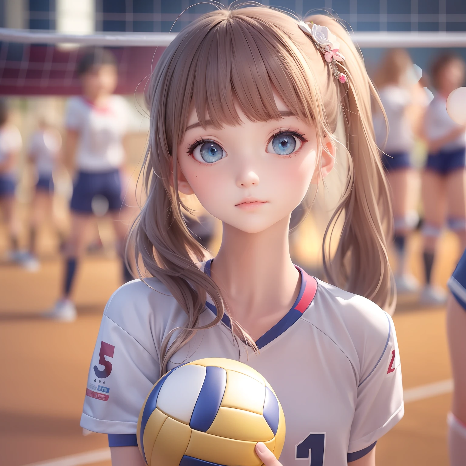 ((9year old girl:1.5)), complete anatomy, children's body, child, super cute, girl, little girl, random poses,An angle that captures the whole body,,

woman posing for a photo,(wearing volley_uniform:1.3),
good hand,4k, high-res, masterpiece, best quality, head:1.3,((Hasselblad photography)), finely detailed skin, sharp focus, (cinematic lighting), collarbone,  soft lighting, dynamic angle, (((inside volleyball field))),,volley_uniform,
beach_volley,
inside beach volley field,
inside volley ball field,
holding_ball,

 beautiful girl, 1 girl, loli, petite girl, top quality, masterpiece, high eyes,drooping eyes,(realism: 1.2)), petite, bangs, tall eyes, natural light,(aquamarine eyes),bangs, beautiful girl with fine details, Beautiful and delicate eyes, Beautiful girl, detailed face, Beautiful eyes, beautiful shining body, 8K images,