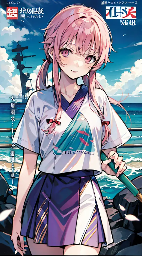 Kasai Yuno,校服，White shirt，Late on hand，Sick expression，ssmile，Ocean park，With a hint of life，Ocean park，Comic cover style，Comic ...