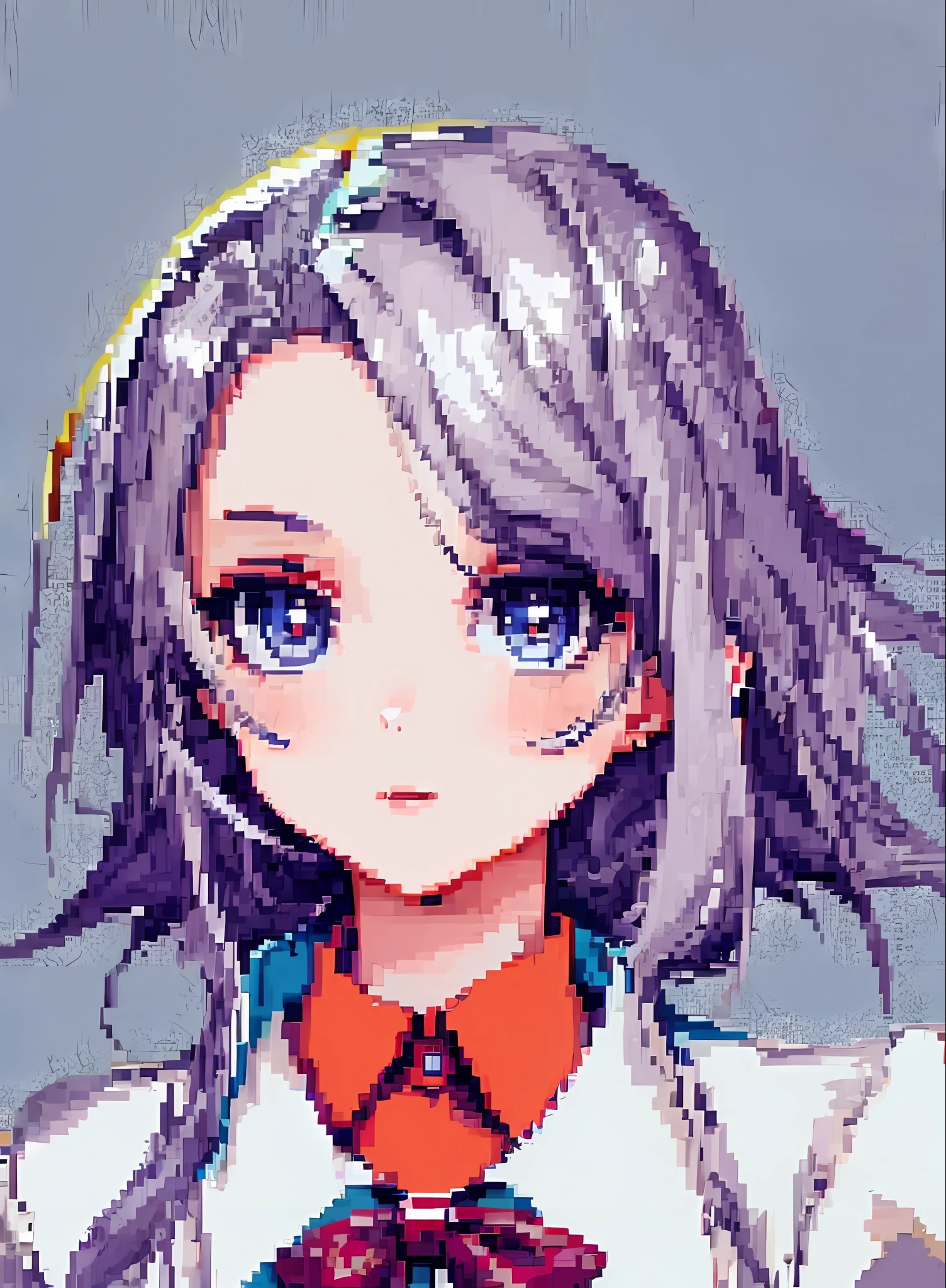 Garota, cabelo roxo, olhos azuis, pixel, pixel art, alta qualidade