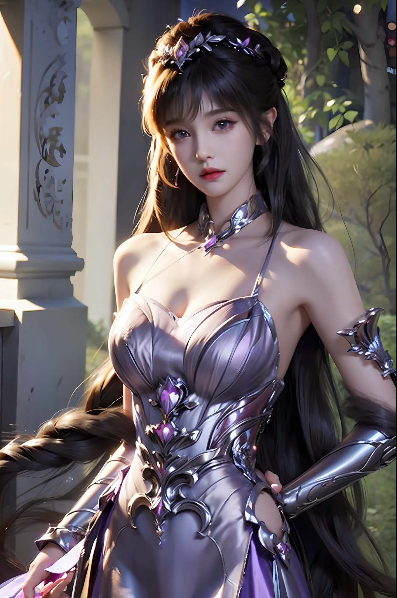 anime - style image of a woman dressed in a white and purple dress, 4 k detail fantasy, 3 d render character art 8 k, anime highly detailed, smooth anime cg art, trending on cgstation, 8k high quality detailed art, goddess. extremely high detail, hyperdetailed fantasy character, highly detailed character, 2. 5 d cgi anime fantasy artwork