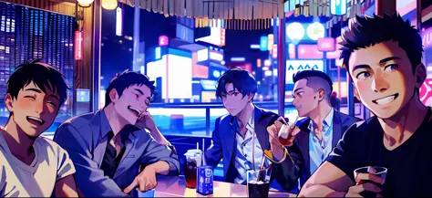 Several men sat at a table，Drinks and drinks in front of you, personal profile picture, profile picture 1024px, profile photo, o...