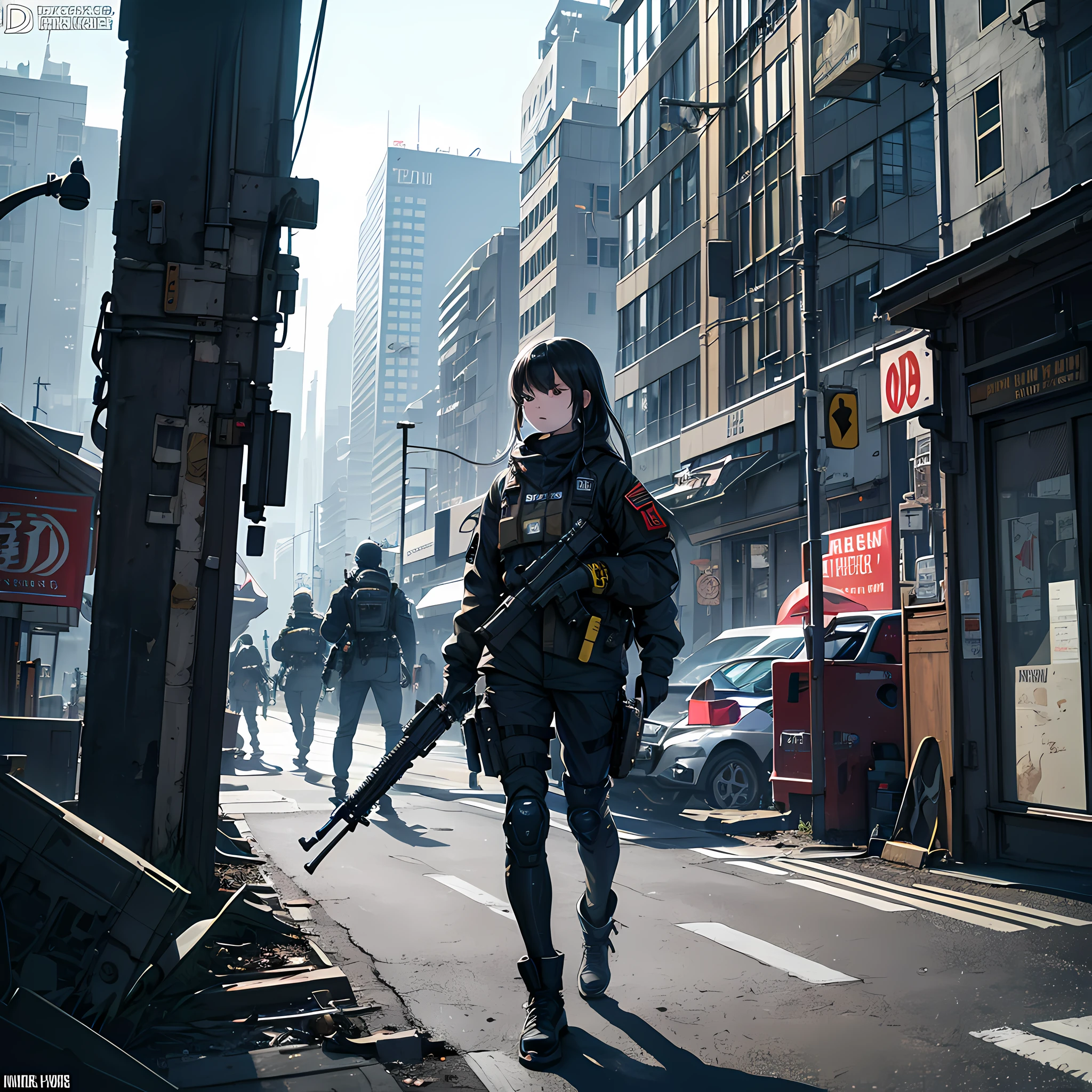 Walking down the street was a woman wearing a gas mask, Hyper-realistic cyberpunk style, In a cyberpunk city, set in post apocalyptic tokyo, at cyberpunk city, Cyberpunk Street, at a cyberpunk city, at a cyberpunk city, cgsociety cyberpunk, Digital cyberpunk anime art, riot in a cyberpunk city, cyberpunk streets in japan, Game CG