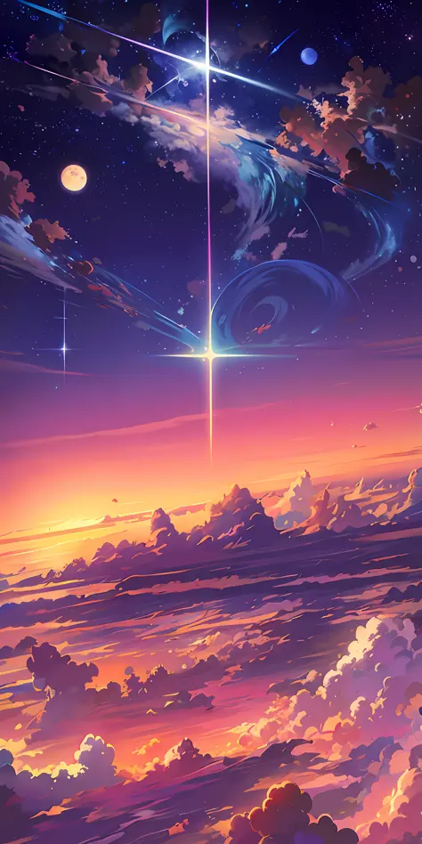 anime anime wallpapers with a view of the sky and stars, cosmic skies. by makoto shinkai, anime art wallpaper 4 k, anime art wal...