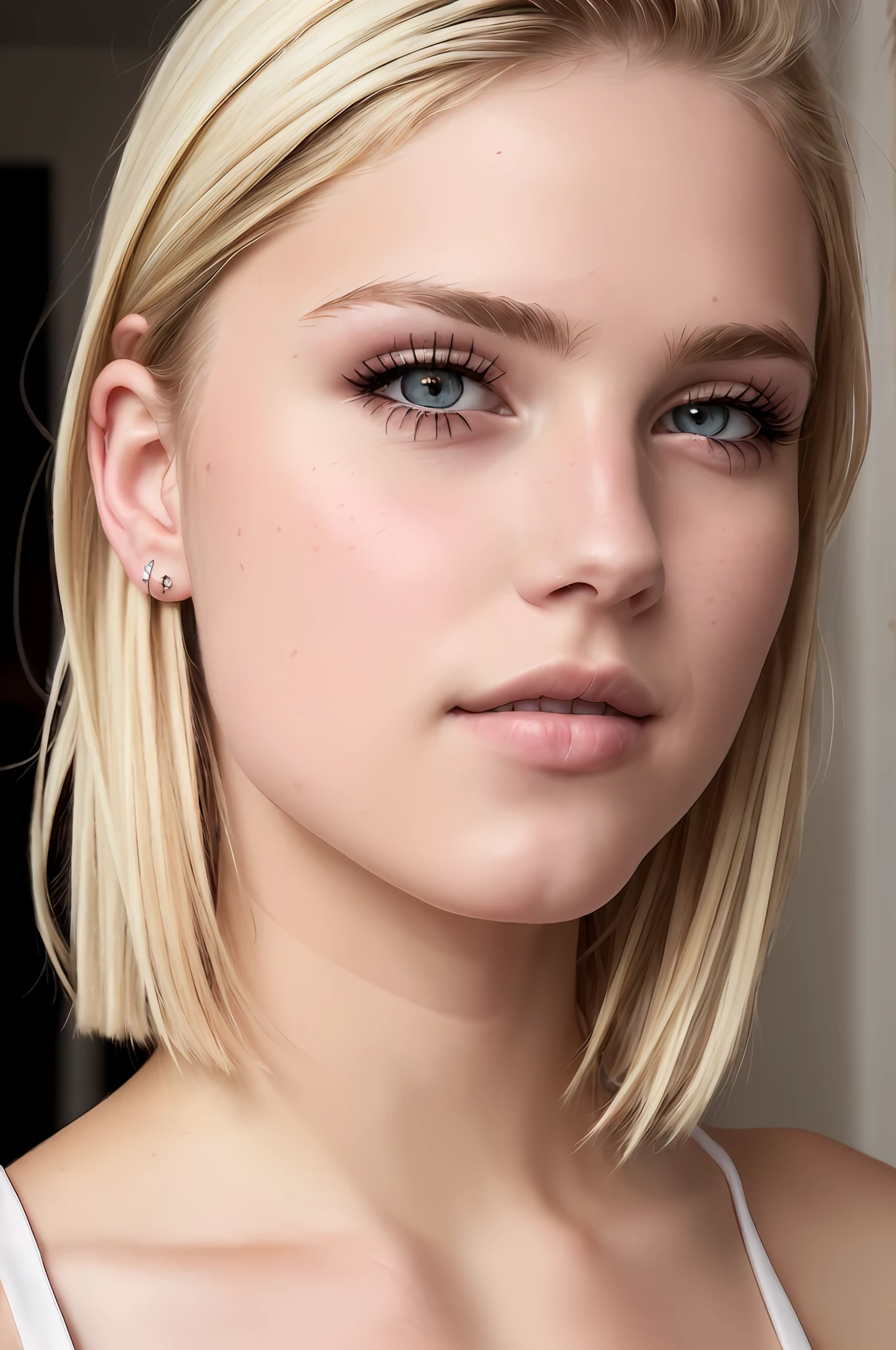 Asian Blonde Hair - A woman with blonde hair and blue eyes is looking at the camera - SeaArt AI