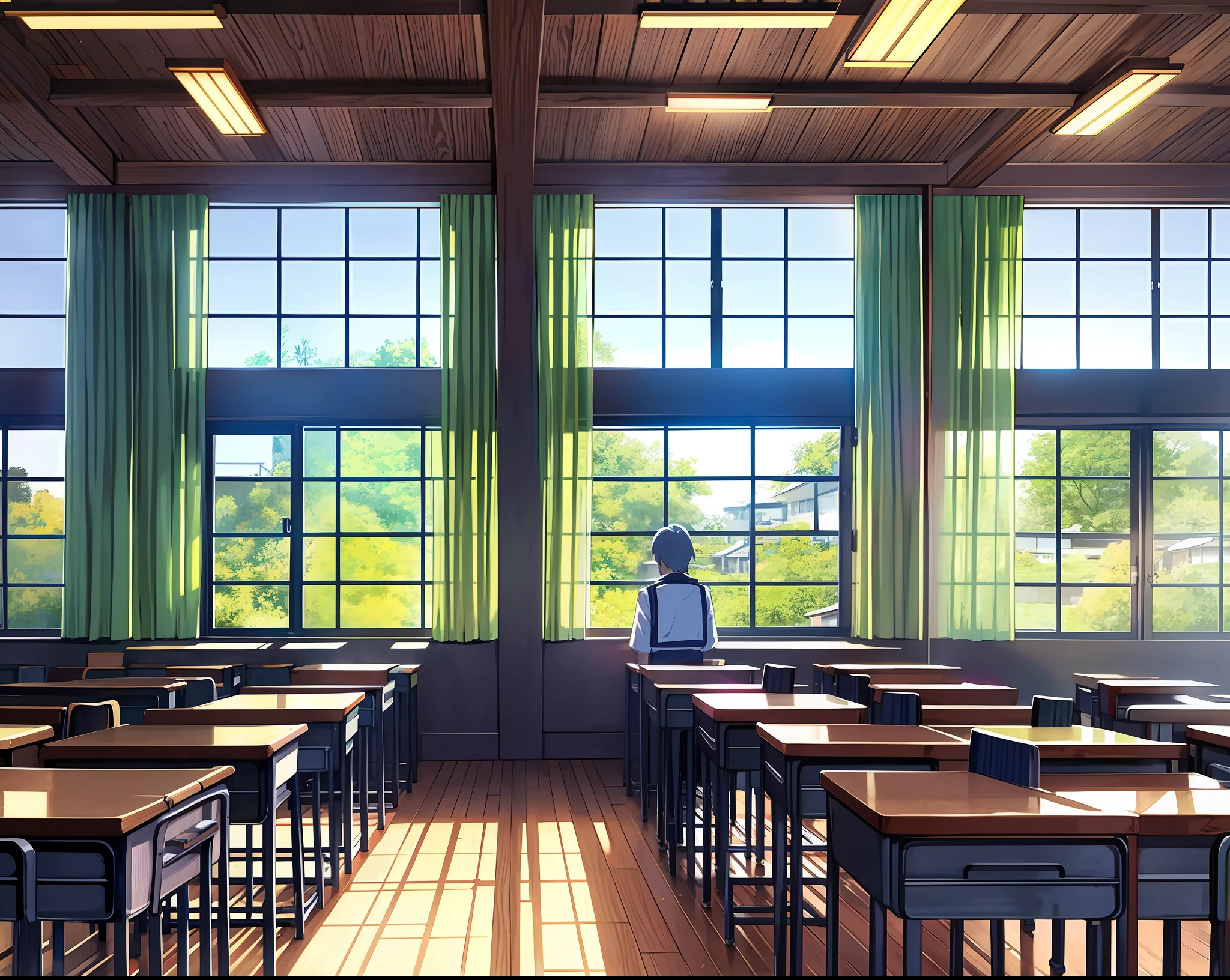 (masterpiece, best quality, Japanese anime campus background，black school uniform，Six students：2 males and 4 females，Fight each other，make a scene，Rich animated characters，Fluttering hair，Wooden classrooms，Japanese style，Vivid colors)