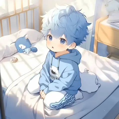 Anime boy sitting on teddy bear's bed, Anime boy, Cute anime, Guviz-style artwork, anime wallaper, cute character, cute artwork,...