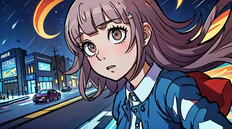 （best qualtiy：0.8），（best qualtiy：0.8），Perfect anime illustration，Extreme close-up portrait of a female high school student walki...