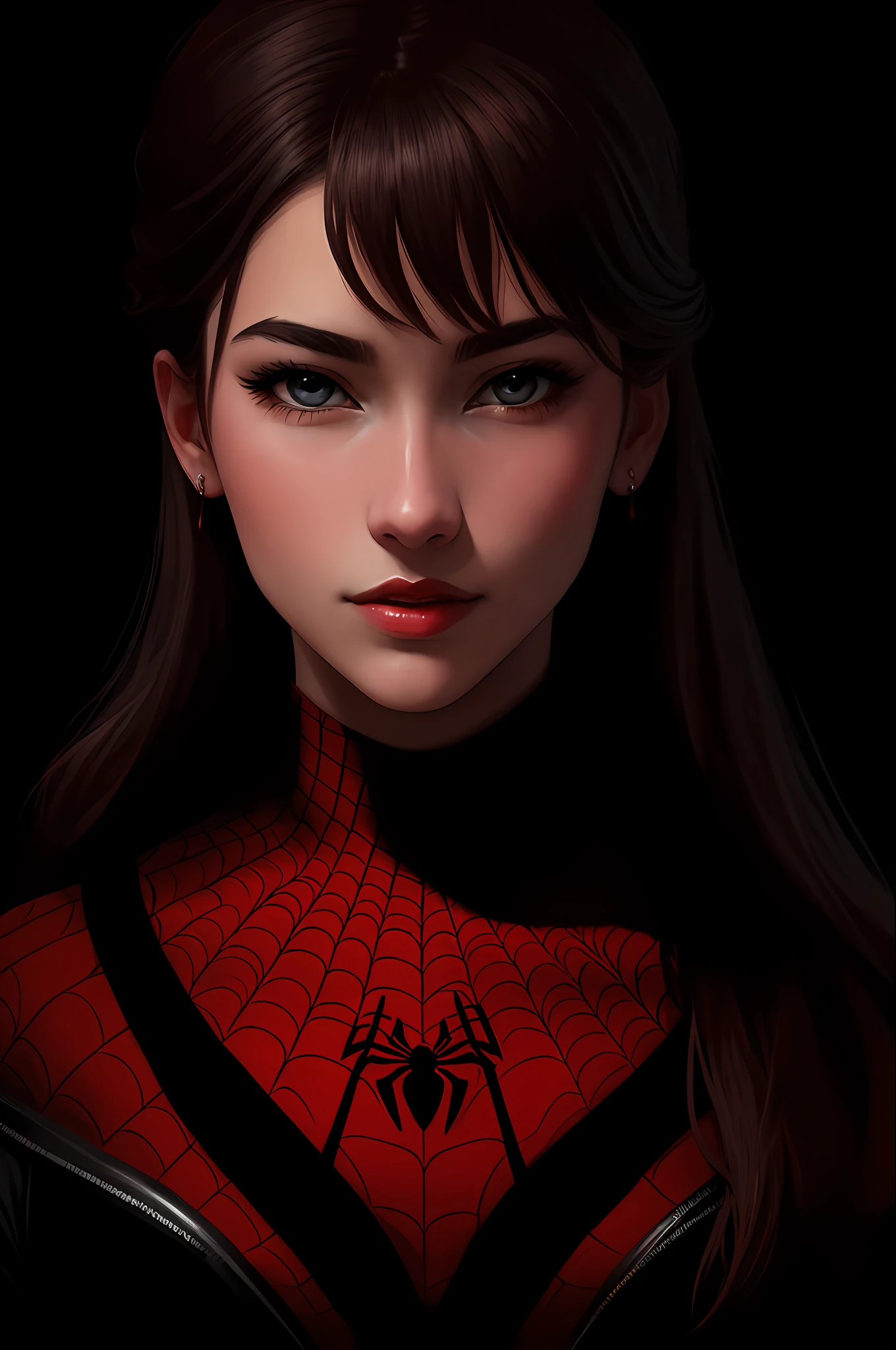 (Award Winning Digital Artwork: 1.3) of (Sketch: 1.3), (Vibrant: 1.3) Spidey, EmmaRob, CGSociety, ArtStation, (Saturation: 1.3), (Close Portrait: 1.3), (Female: 1.4), (beautiful: 1.4), (charm: 1.3), handsome, calendar pose, perfect detailed eyes, studio lighting, themed background