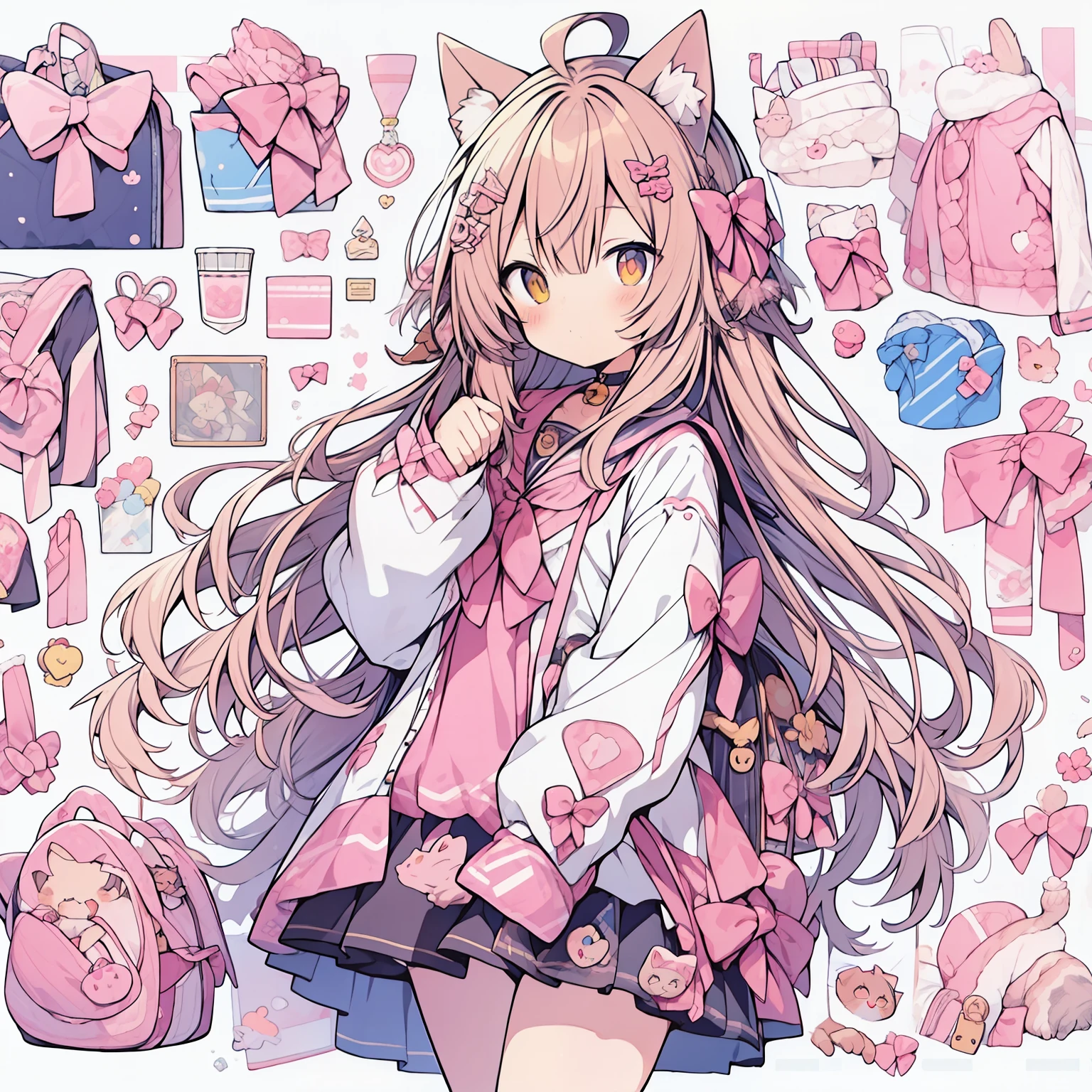 Anime girl aux cheveux longs tenant un chat tenant un chat, cute chat animégirl, Anime Girl avec des oreilles de chat, chat animégirl, chat animé, Very beautiful chat animé girl, beautiful chat animégirl, très belle catgirl mignonne, fille avec des oreilles de chat, Femme chat, Nekomimi, visuel animé d&#39;un chat mignon, jolie fille animée, joli visage d&#39;anime