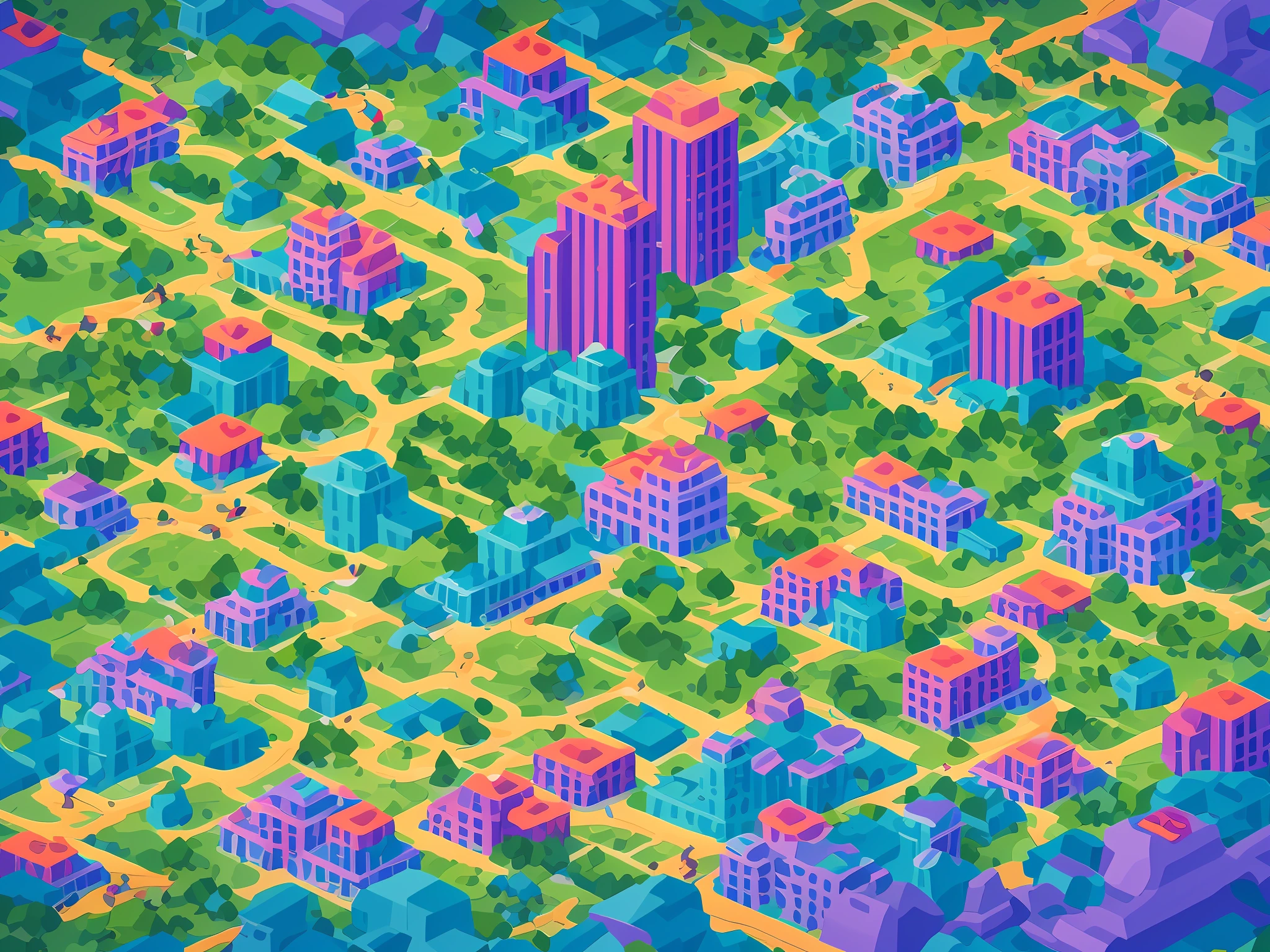 Kio Towers in Madrid in isometric style