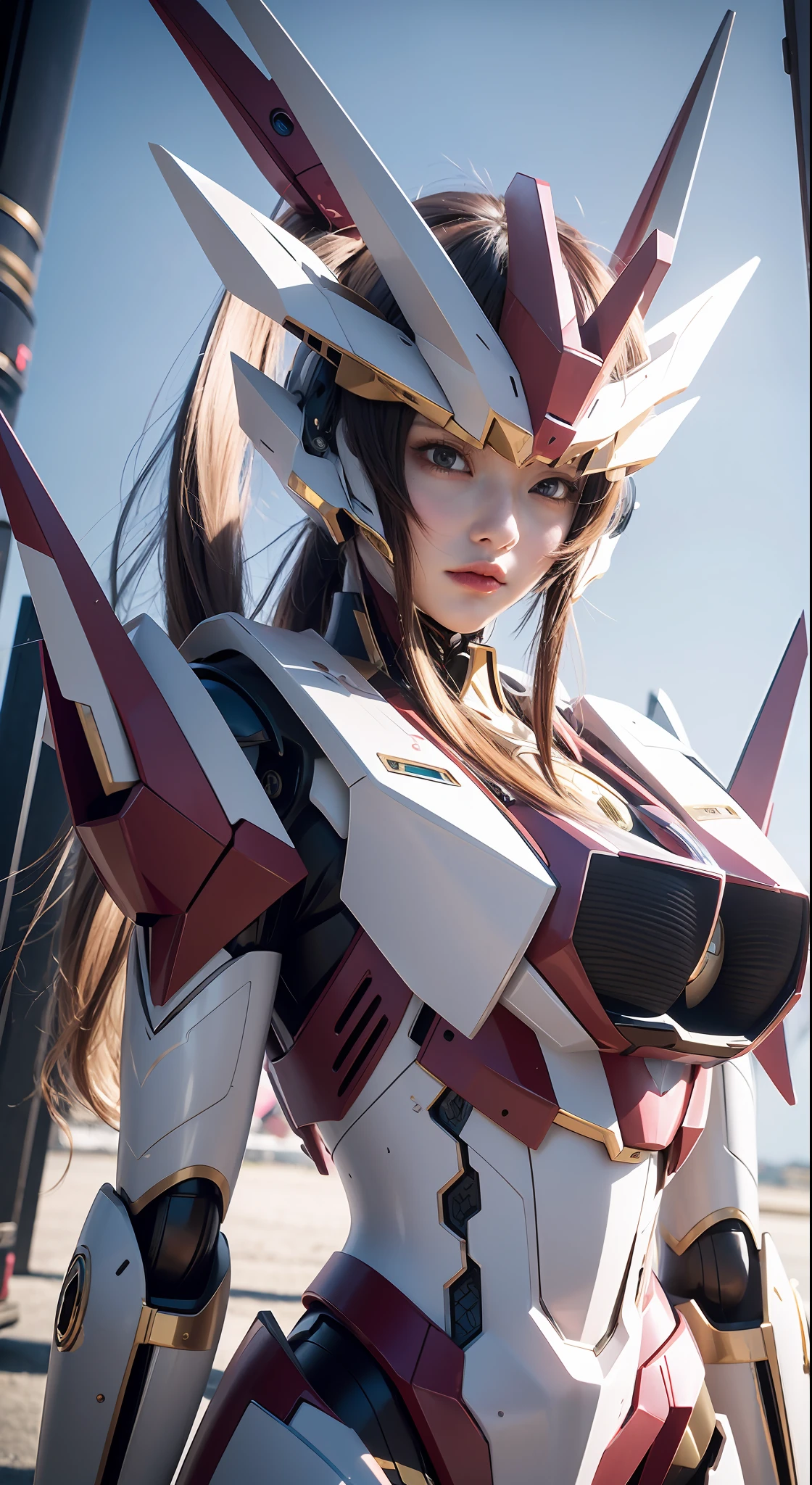 Há um grande robô parado na plataforma com mecha feminina, melhor papel de parede de anime 4k konachan, arte digital detalhada de anime, Estética Anime Mecha, arte detalhada de anime, arte detalhada de animework, papel de parede de anime 4k, papel de parede de anime 4K, arte digital avançada de anime, Papel de parede de anime 4K, badass anime 8 k, Papel de parede de arte anime 4k, Papel de parede de arte anime 4k