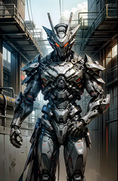 Dark_Fantasy,Cyberpunk,1manMechanical marvel,Robotic presence,Cybernetic guardian, samurai mechanical armour, katana on the wais...