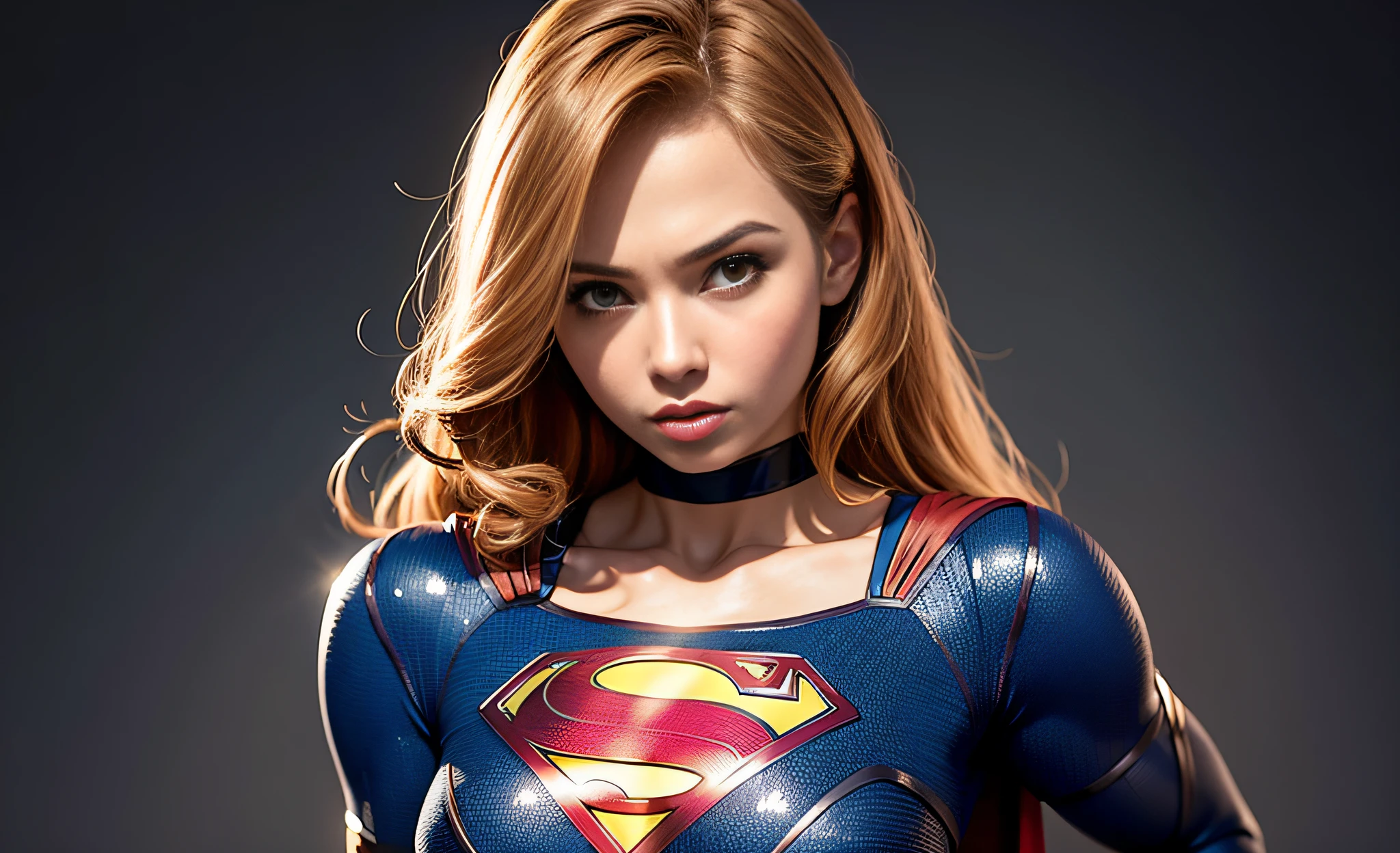 arafed woman in a superman costume posing for a picture, supergirl, superman pose, super hero pose, super-hero girl, superhero portrait, super model, super heroine costume, jessica nigri, superhero body, artgerm and lois van baarle, gal gadot as supergirl, super hero art, comic pinup style, artgerm moody photography,Face restoration,high definition,hyper realistic photography 4k full HD, with hyper realistic details,8k,Best quality,masterpiece,ultra detailed,official art,full body 8k extremely carved