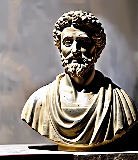 construa maquete, professional marble bust sculpture of the philosopher and roman emperor marcus aurelius, primorosamente decora...