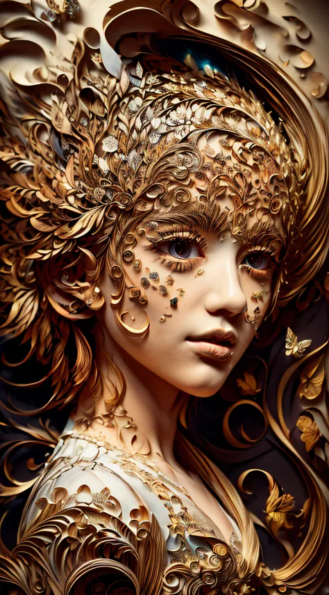 ((((masterpiece))), best quality, illustrations, beautiful details glow,
paper_cut, girl face details clear to the camera, tree,...