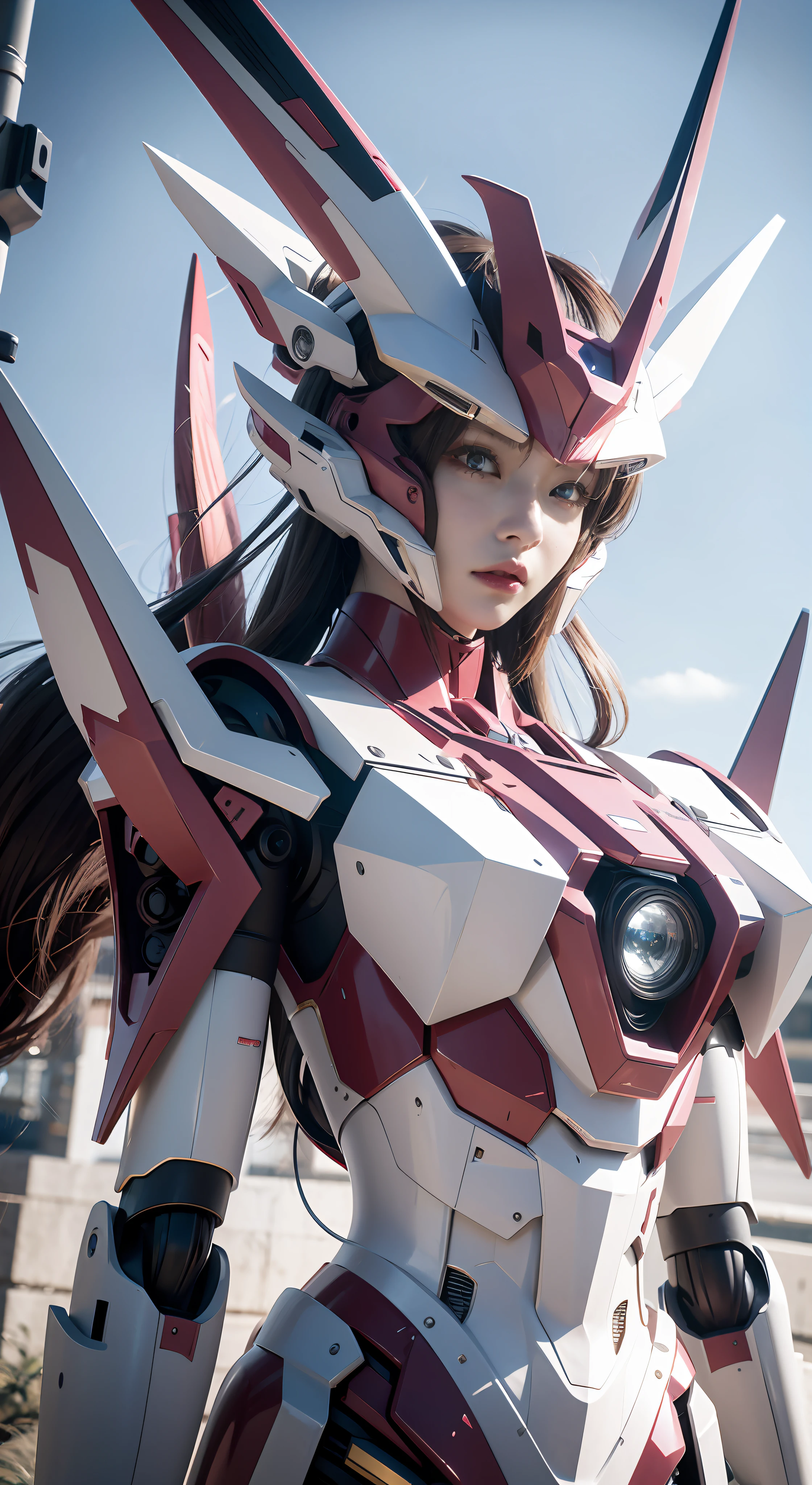 Há um grande robô parado na plataforma com mecha feminina, melhor papel de parede de anime 4k konachan, arte digital detalhada de anime, Estética Anime Mecha, arte detalhada de anime, arte detalhada de animework, papel de parede de anime 4k, papel de parede de anime 4K, arte digital avançada de anime, Papel de parede de anime 4K, badass anime 8 k, Papel de parede de arte anime 4k, Papel de parede de arte anime 4k