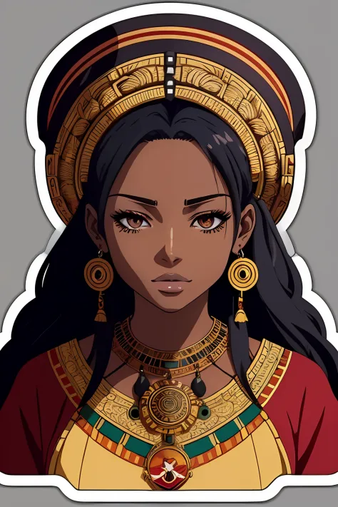 ((stickers)), 1girl, anime, african queen (masterpiece:1.2), (best quality), (ultra detailed), (8k, 4k, intricate),(highly detai...