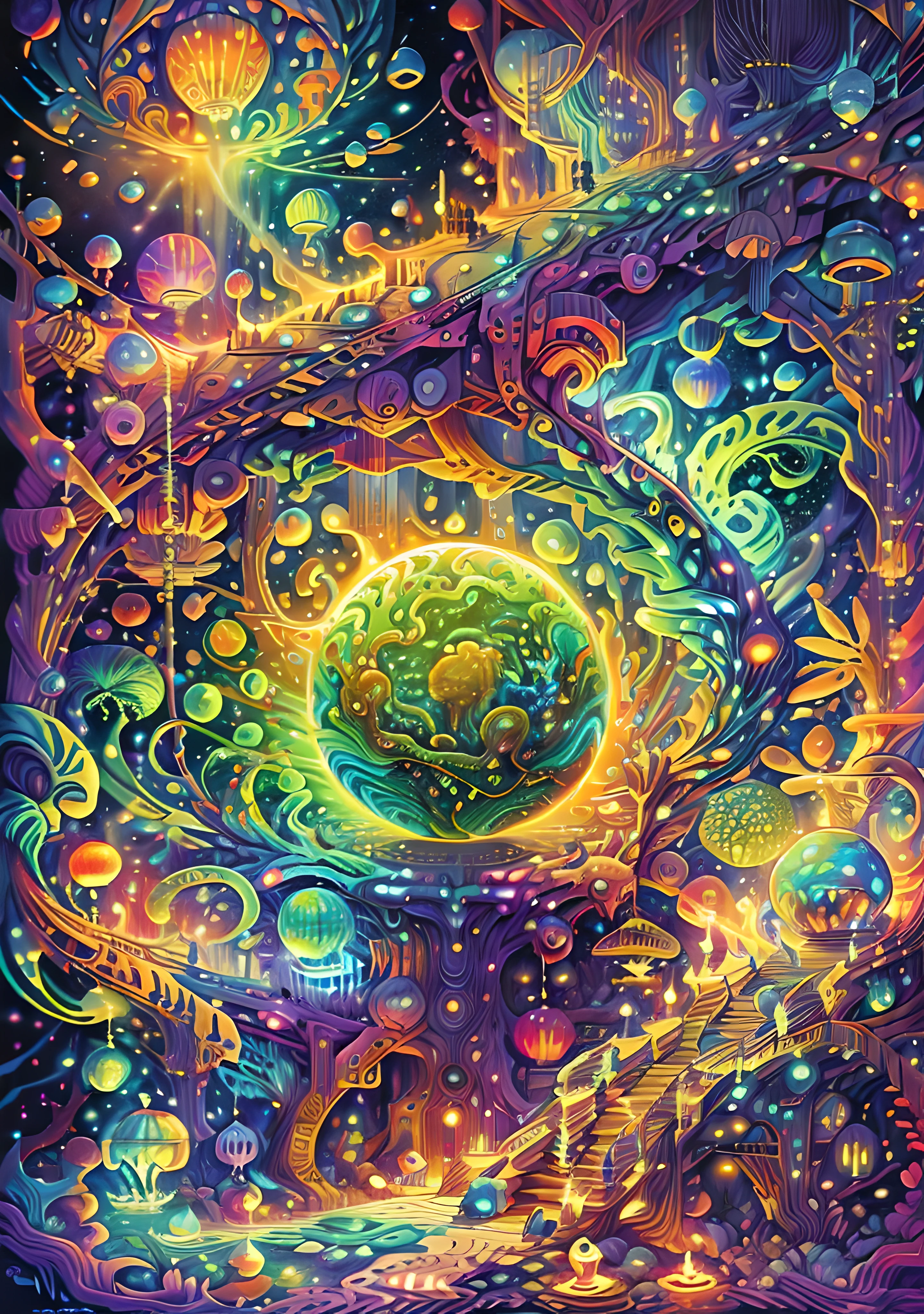 (emersive intricate scene)+(creatures of the forest)+(otherworldly)+(psychedelic experience)+(dmt)(masterpiece, top quality, best quality, official art, beautiful and aesthetic:1.2) , green skin godess and god ,children ,extreme detailed,colorful,highest detailed, official art, unity 8k wallpaper, ultra detailed, beautiful and aesthetic, beautiful,fractal art, masterpiece, best quality, (zentangle, mandala, tangle, entangle) ,holy light,gold foil,gold leaf art,glitter drawing, PerfectNwsjMajic ,dwelling place of ancient beings ,as above so below ,hyperdimension ,panorama view,dept and field ,timetraffeling , past and future form,formless,dimension x , protoculture ,symbiosis,Epic cinematic brilliant stunning intricate meticulously detailed dramatic atmospheric maximalist realistic organic climactic effervescent bubbling dripping splashing exploding bubbles of firework and rocks,astrology signs ,tarot , Lady Frieda Harris .