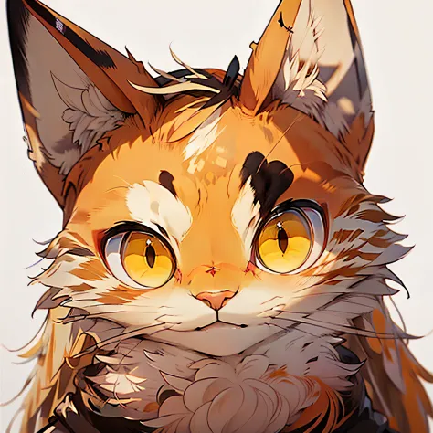 gato anime, arte detalhada, gato laranja, olhos vermelhos e brilhantes, pintura digital adoravel, foco no rosto, black bandana o...