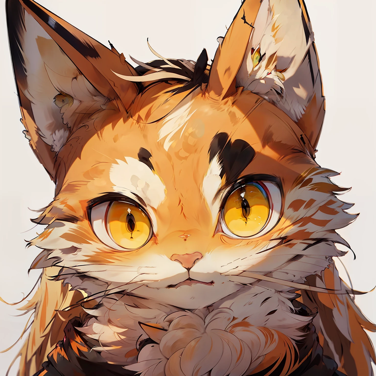 gato anime, arte detalhada, gato laranja, olhos vermelhos e brilhantes, pintura digital adoravel, foco no rosto, black bandana on head with ears out, kawaii retrato, olhos grandes, arte anime digital olhando para o telespectador fixamente, pintura adoravel, gato pelo laranja, gato rajado laranja, cores vivas, kawaii, olhos grandes, olhos brilhantes e grandes