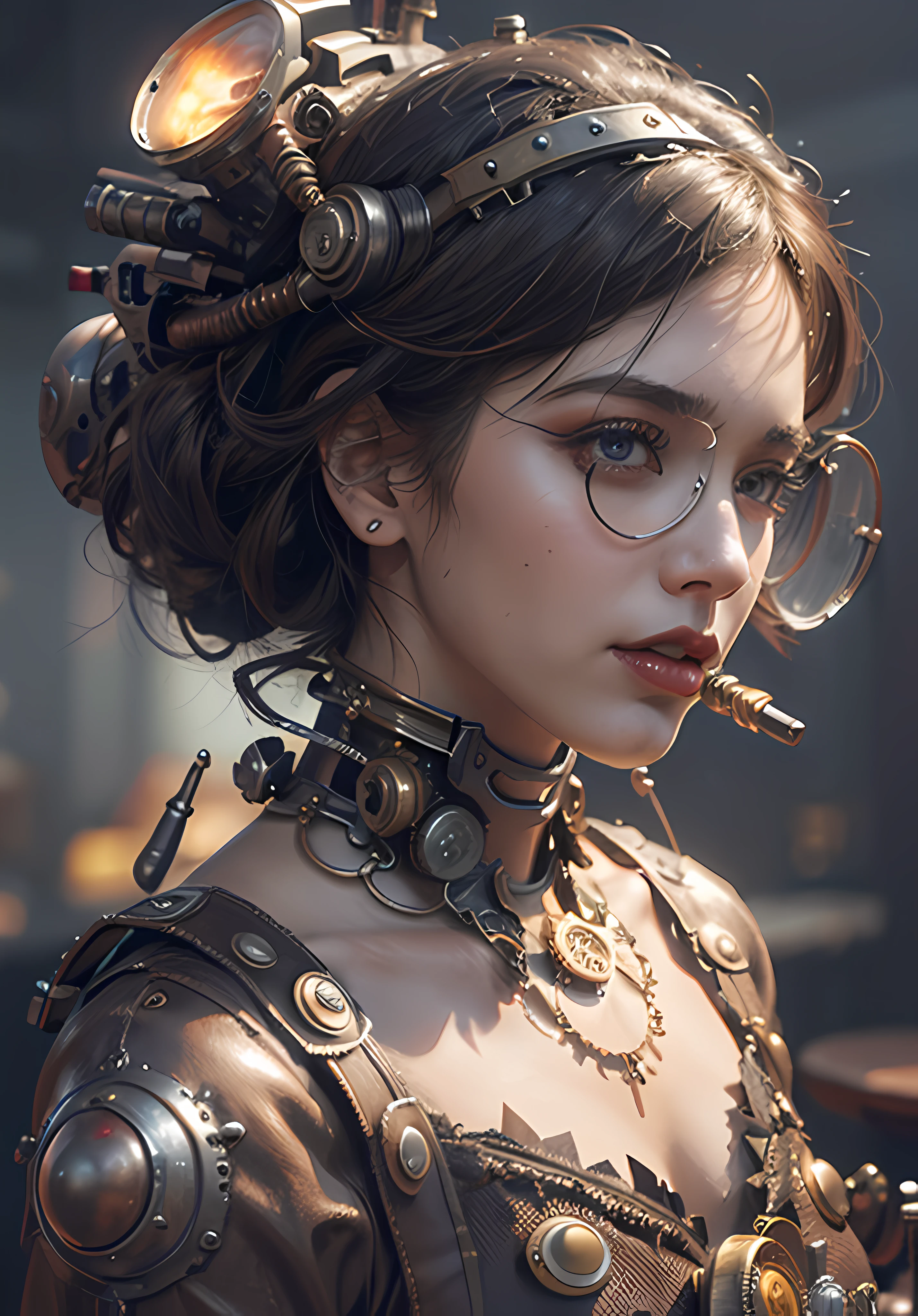 uma mulher americana de meia idade, Serious, not sexy, com um capacete movido a vapor, Portrait of a mechanical woman, arte conceitual steampunk, arte steampunk digital, arte steampunk de alta qualidade, Wojtek FUS, arte digital steampunk, detailed steampunk illustration, portrait of a mechanical girl, arte steampunk, Estilo de arte Dieselpunk, cyberpunk Steampunk, estilo de fantasia steampunk, Arte digital altamente detalhada em 4k, sci-fi steampunk, Arte Digital 4K Realista, Arte Digital 4K Realista, Wojtek FUS, Arte digital altamente detalhada em 4k, Cyber Steampunk 8K 3D, arte steampunk digital, Arte digital realista 8k, Arte digital detalhada em 4k, Arte cyberpunk 8K ultrarrealista, arte conceitual ultra realista,