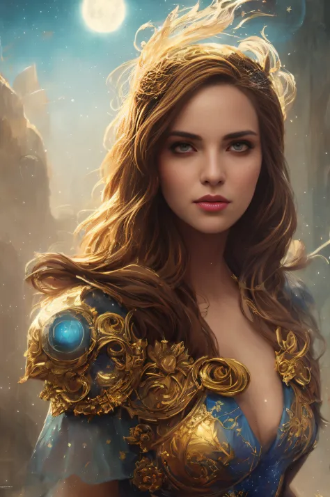 Cosmic sorceress, nebulas, galactic, Concept art portrait by Greg rutkowski, Artgerm, hyperdetailed intricately detailed gothic art trending on Artstation triadic colors Unreal Engine 5 detailed matte painting, deep color, fantastical, intricate detail, sp...