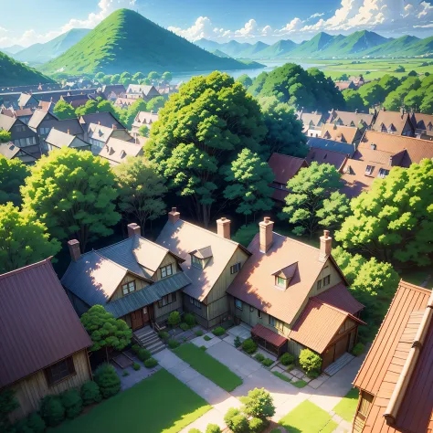 Anime countryside、Anime Background Art、Anime landscapes、Soft Concept Art Studio Ghibli、beautiful anime landscape、Background art concept art with brush touch、Studio Ghibli concept art、Ghibli Studio Environment、Anime landscapes、Beautiful anime scenes、View of...