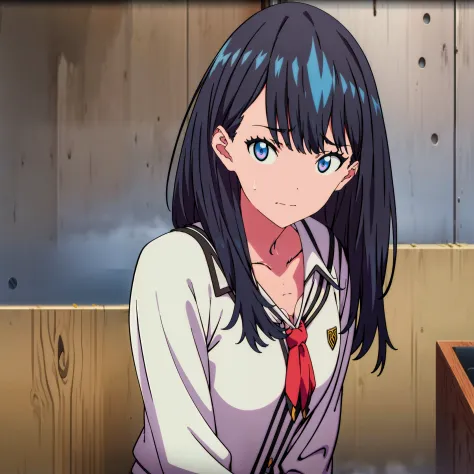 (ssss.gridman),1girl in,(​master piece),(top-quality),Perfectly clean face,dynamicposes,A dark-haired,hi-school girl,