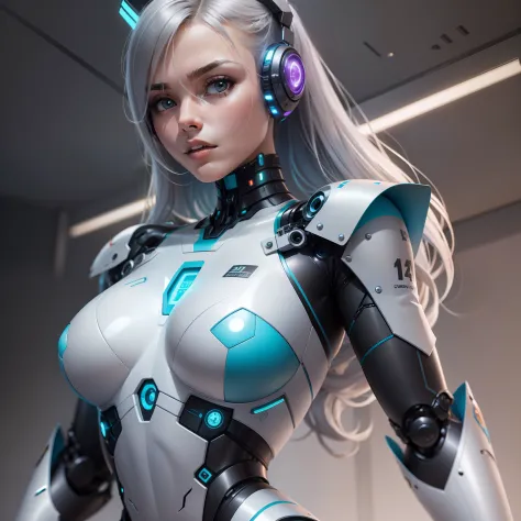 Two silver a woman, futuristic robot body, female cyborg. high resolution, robotic body, gynoid cyborg body, half robot and half woman, robot body, cybernetic body parts, cybernetic body, cyborg fashion model, diverse cybersuits, ultra detailed female andr...
