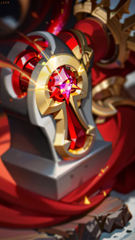 Close-up of hammer in red and gold, league of legends inventory item, hammer weapon, epic legends game icon, alexstrasza, league of legends champion, artifact dota2, silver gold red details, Heavy , style league of legends, arcane jayce，8k，high qulity，high...