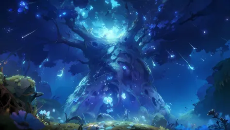 (macro)(Look up), There are scenes in the Dark Forest of Magic Ori(cosmic tree+Fantasy Tree+Fantasy branches+Fantasy vegetation+...