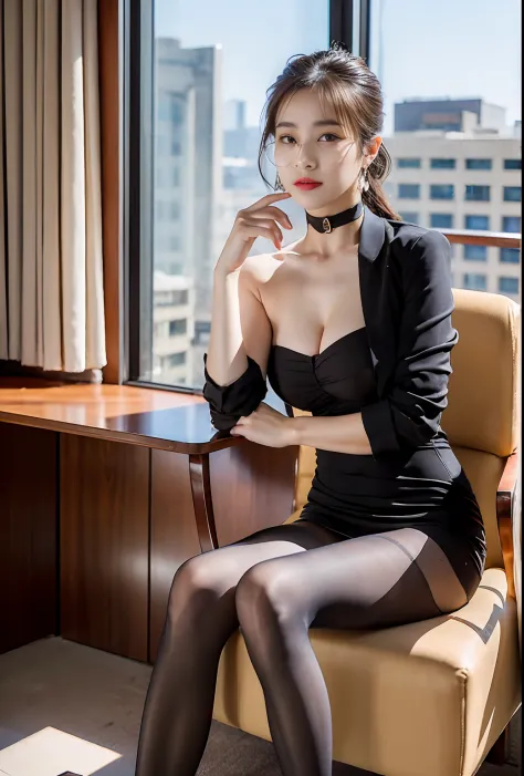 Exquisite, masterpiece, beautiful details, colorful, delicate details, delicate lips, intricate details, large breasts, glasses with cool, 1 woman, (a beautiful 20-year-old cute Korean woman: 1.1), (kpop idol, Korean mixed), (50mm Sigma f/1.4 ZEISS lens, F...