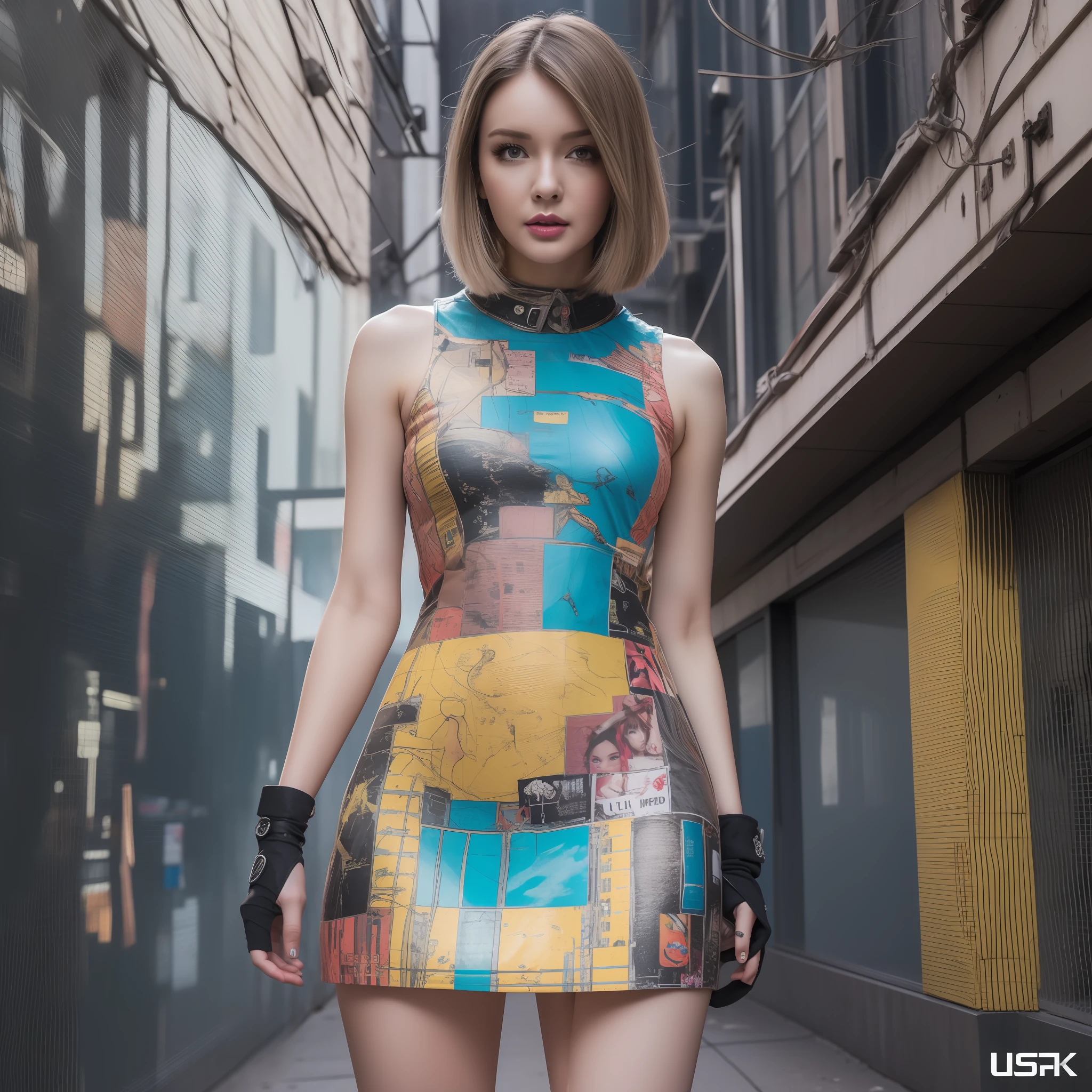 photorealistic,Realistic illustration in Modelshoot style,Masterpice,The best quality,ultra detailed,Beauty waifu Lalisa Manoban in sexy red dress in a cyberpunk city,intricate details,CG unit 8k wallpaper,octane rendering,