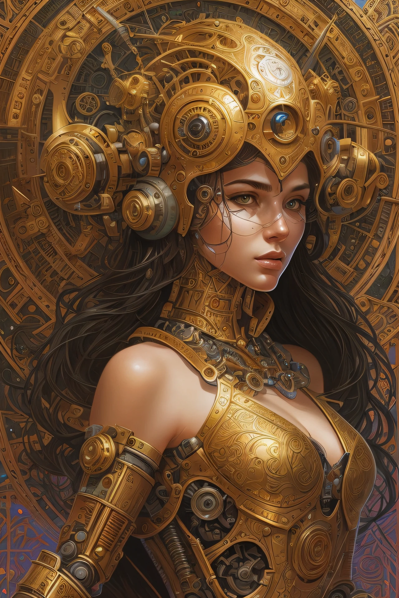 Golden ratio, robot witch, (gorgeous face:1.2), (gorgeous body:1.2), highly detailed, INTRICATE, centered, digital painting, artstation, concept art, smooth, sharp focus, illustration, artgerm, donato giancola, WLOP