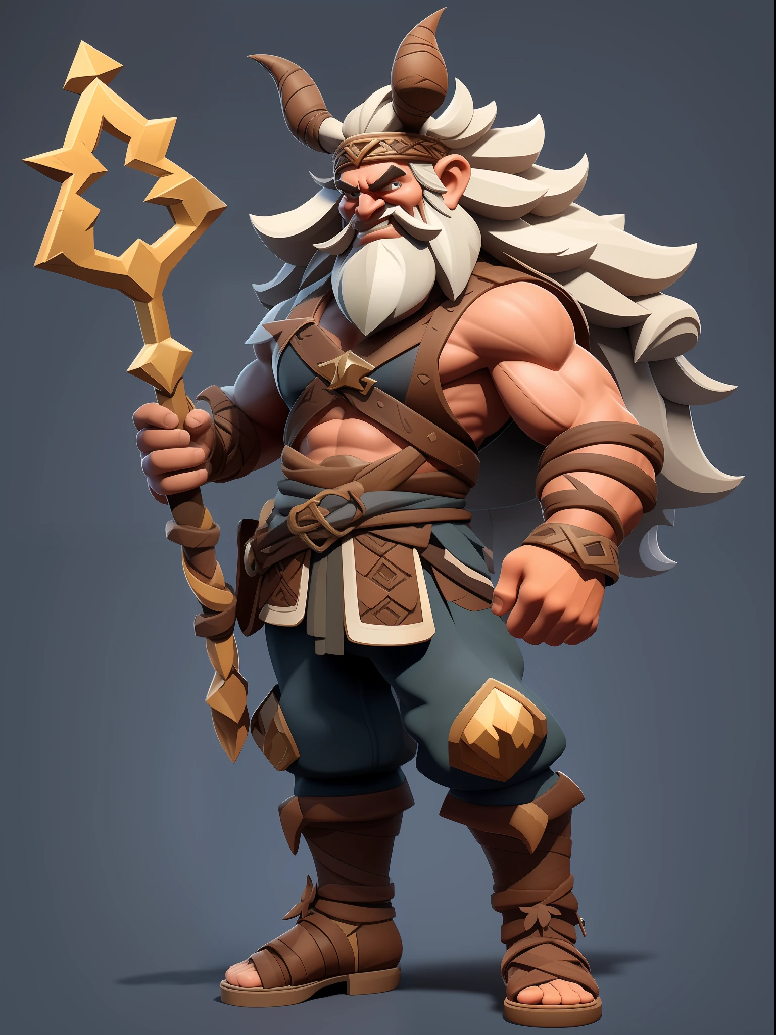 （European and American cartoon Q version、3D model rendering、Primitive barbarian style）1 beautiful long-haired girl、Full body standing painting，gnome、Clash Royale style、Cartoon model rendering，low poly，highly details eye、beauitful face，Charming body，Complicated details，Full body standing painting，dynamicposes，white backgrounid，tmasterpiece，best qualtiy，Best resolution，8K，