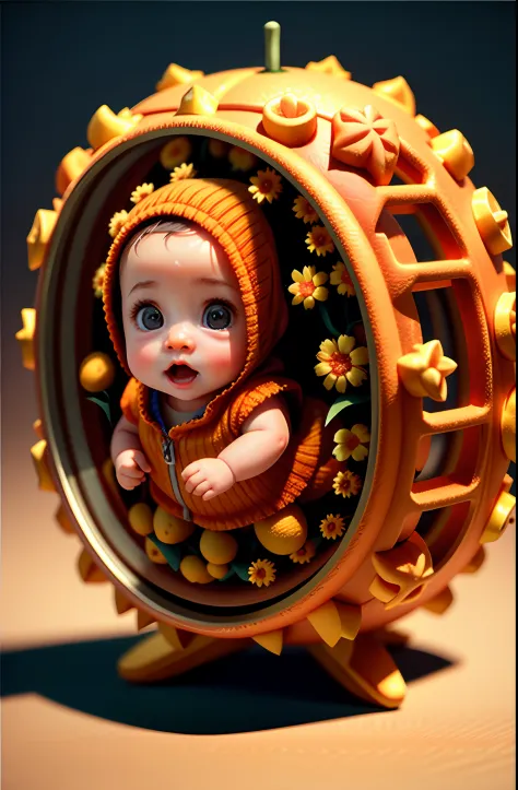 cute baby orange, octane render, unreal engine, highly detailed, intricate