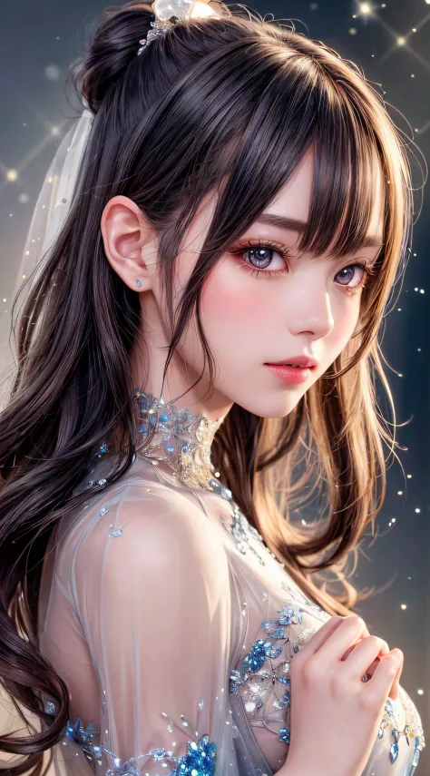 beautiful girl story wrapped in love, beautiful eye details, a captivating anime girl gracefully emerges from the pages of a wat...