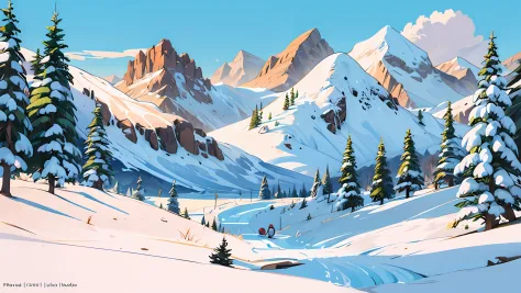 A snow land in cartoon
