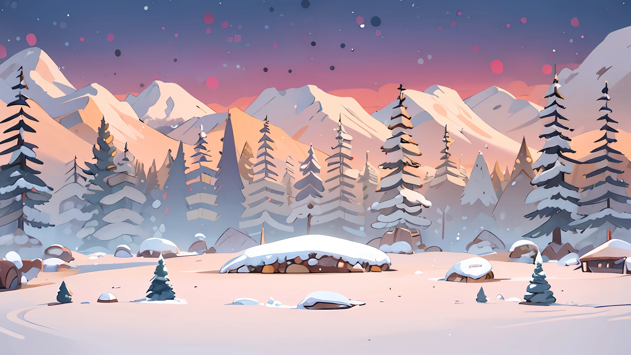 A snow land in cartoon