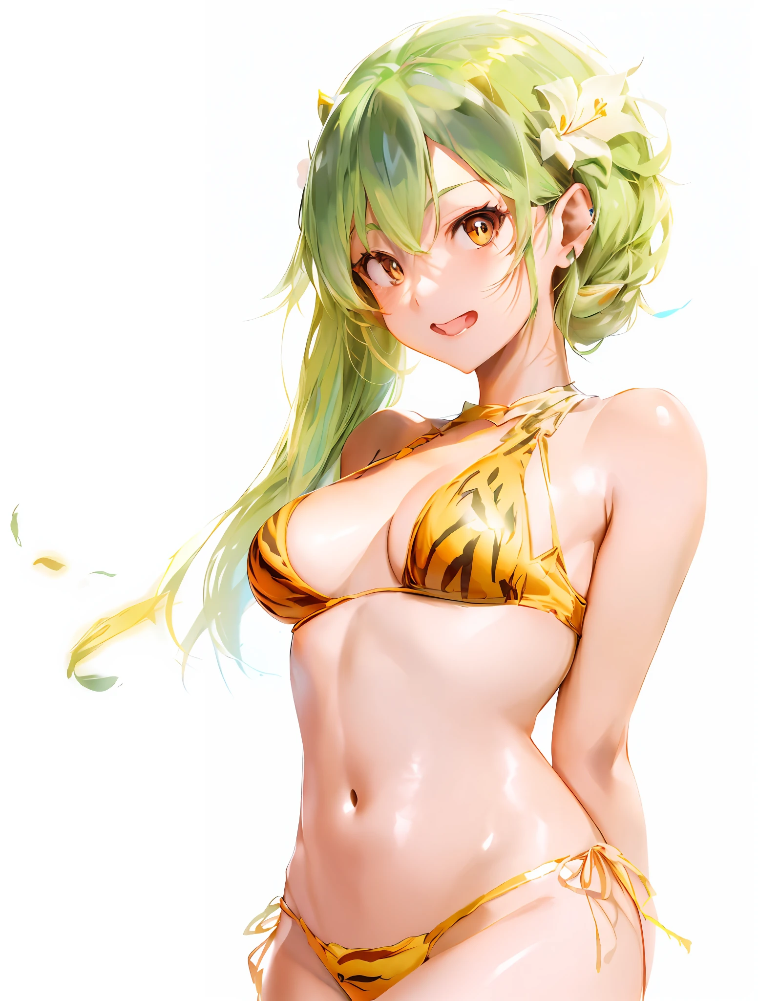 Anime girl in a tiger print bikini SeaArt AI