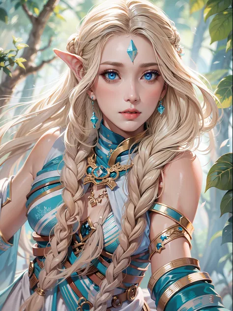 High quality art, Eladrin from dnd in her spring form, long blonde ...