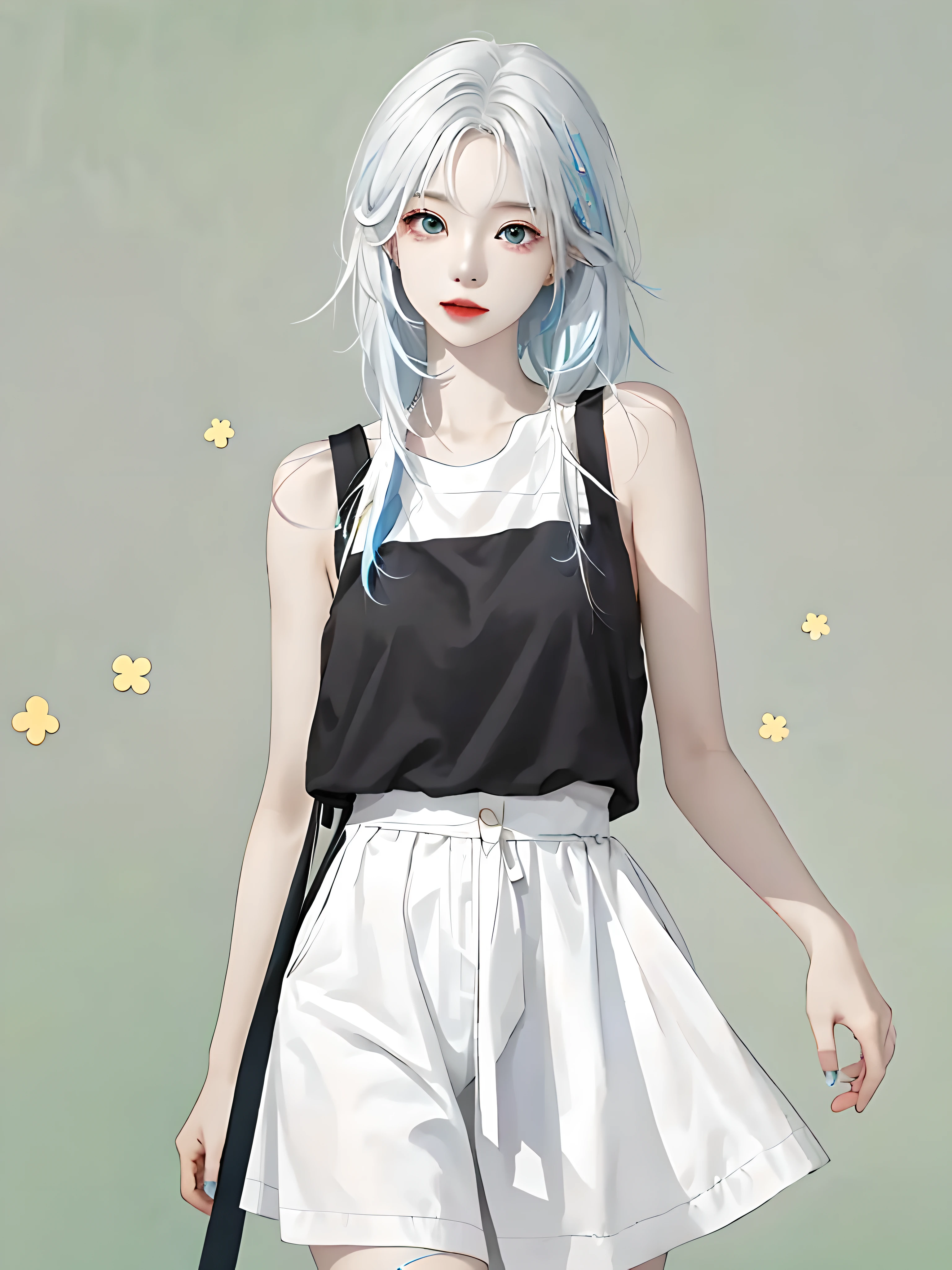 1 girl, (white skin: 1.2), colored inner hair,[ silver hair|blue hair]