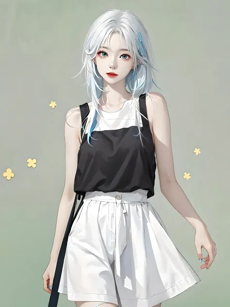 1 girl, (white skin: 1.2), colored inner hair,[ silver hair|blue hair]