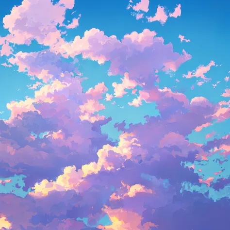 the background after is、fluffy clouds like light pink clouds and pale purple clouds candy in a clear blue skyｶﾝputting out --aut...