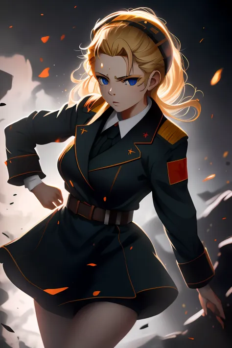 (((((Cyka Blyat))))), Rudeus, 1Cyberpunk girl with Soviet uniform with big tits, Hard bass menina russa rudeus , --((in action))...