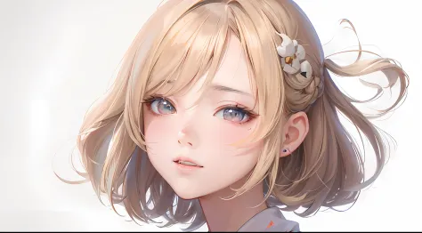 Anime girl with blonde hair and gray eyes posing for photo, kawaii realistic portrait, Smooth Anime CG Art, detailed portrait of an anime girl, render of april, guweiz, high detailed face anime, photorealistic anime girl render, artwork in the style of guw...